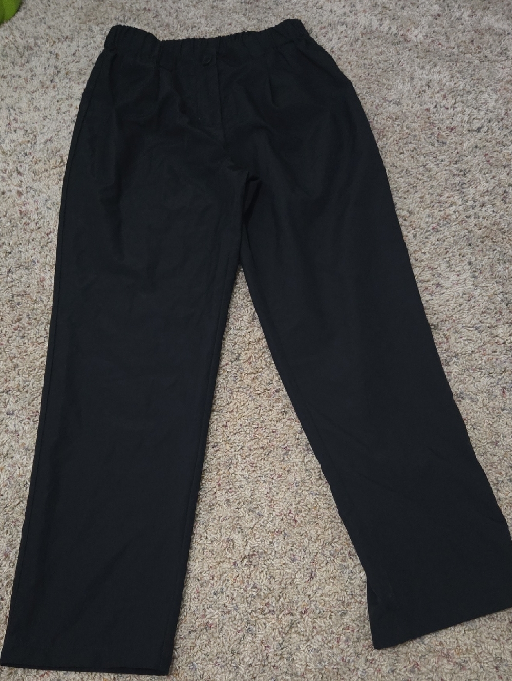 SHEIN Black Straight-Leg Pull-On Trousers
